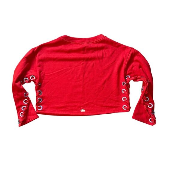 Alo Yoga Suspension Cropped Pullover Sweatshirt Cherry Pop Size Small - Picture 6 of 6